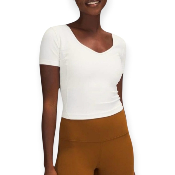Lululemon Align T-shirt Short Sleeve Cropped White Top Large - Picture 1 of 14